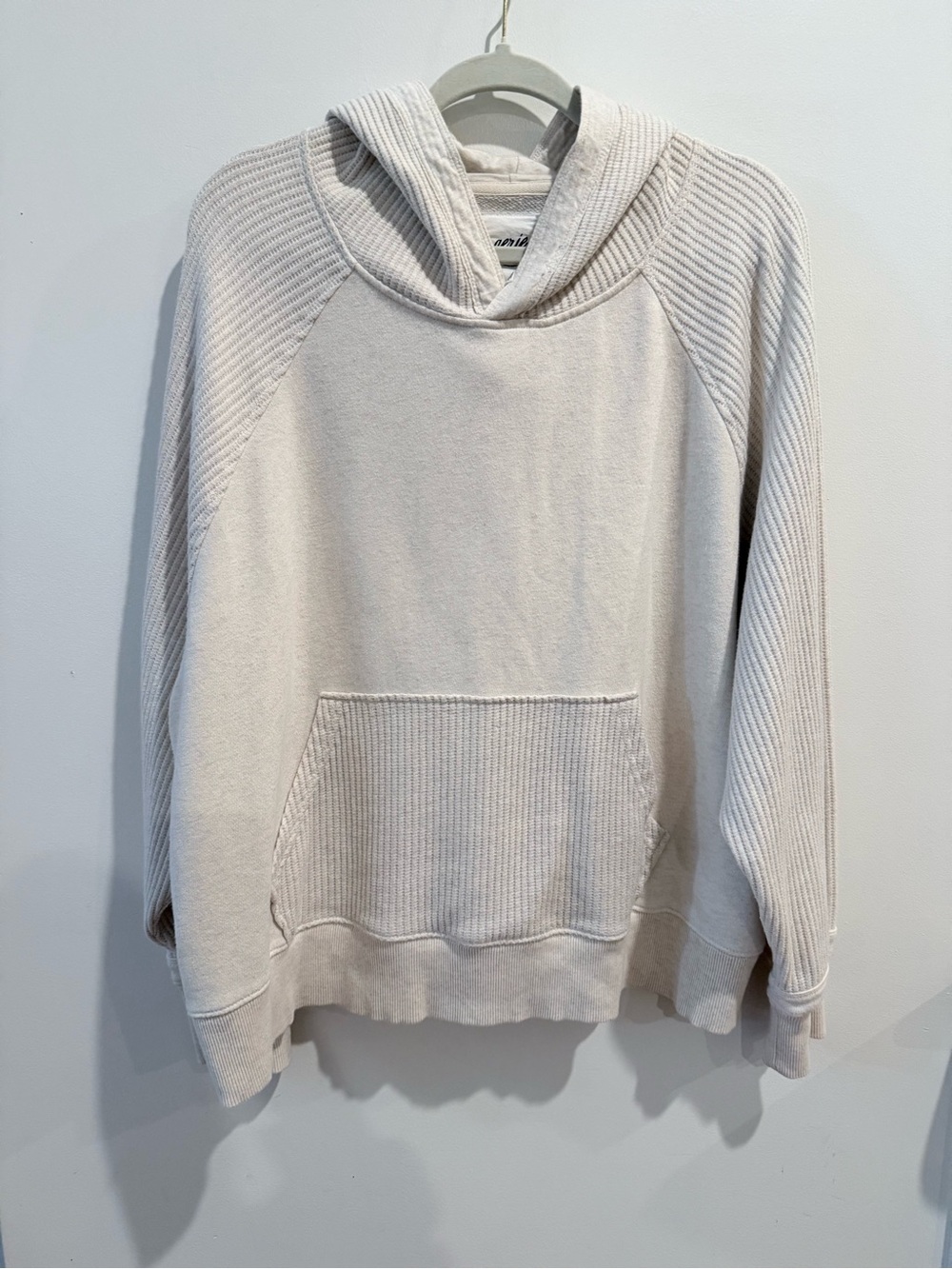 aerie Cream Waffle Knit Hoodie